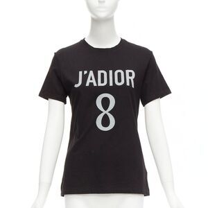 DIOR J'adior 8 black logo distressed screen print fitted tshirt XS